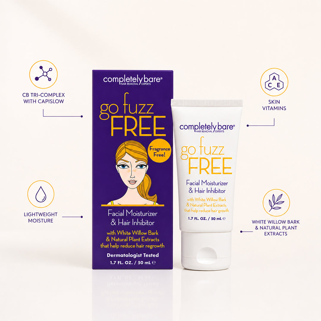 go fuzz FREE Facial Moisturizer & Hair Inhibitor | Completely Bare